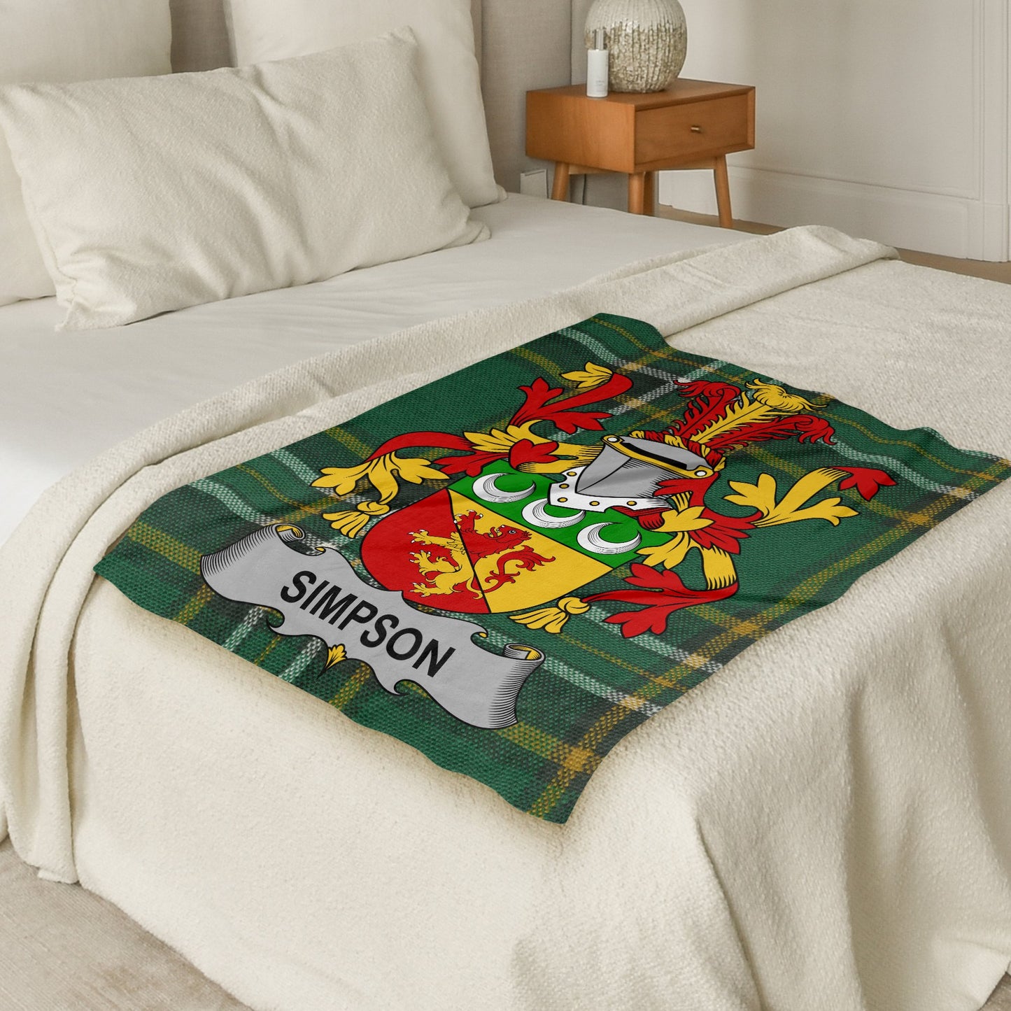 Simpson Surname Irish Tartan Throw Blanket - Living Stone Gifts