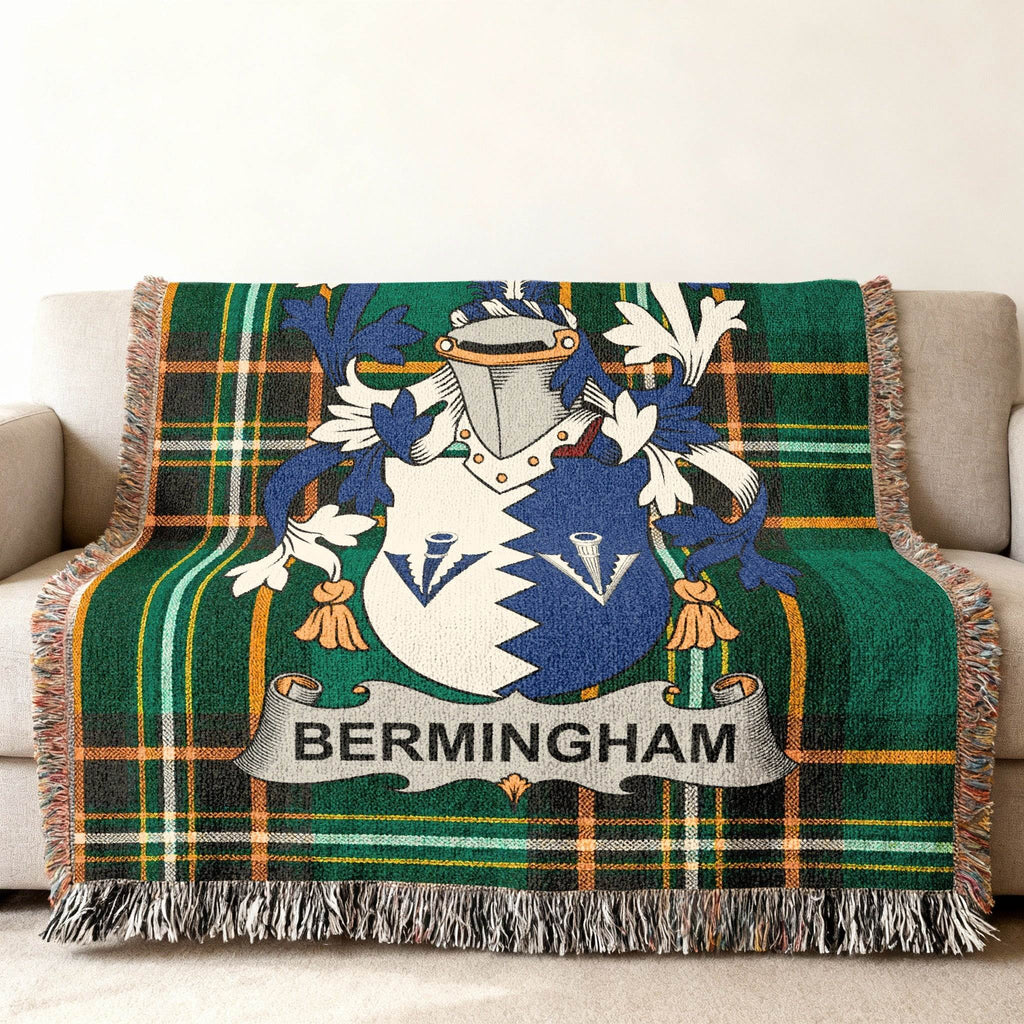Bermingham Family Crest Green Tartan Blanket product type