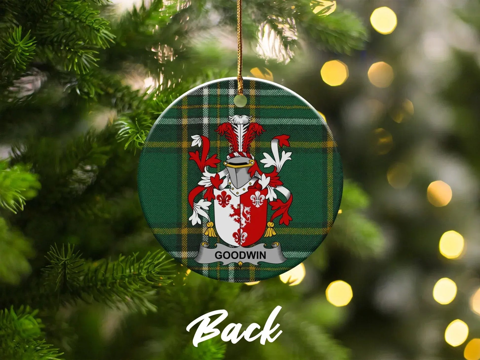 Family Crest Plaid Christmas Ornament product