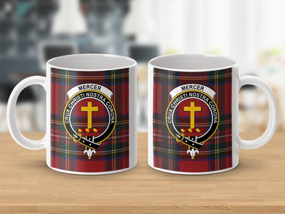 Mercer Clan Tartan Crest Crux Christi Nostra Corona Mug - Living Stone Gifts