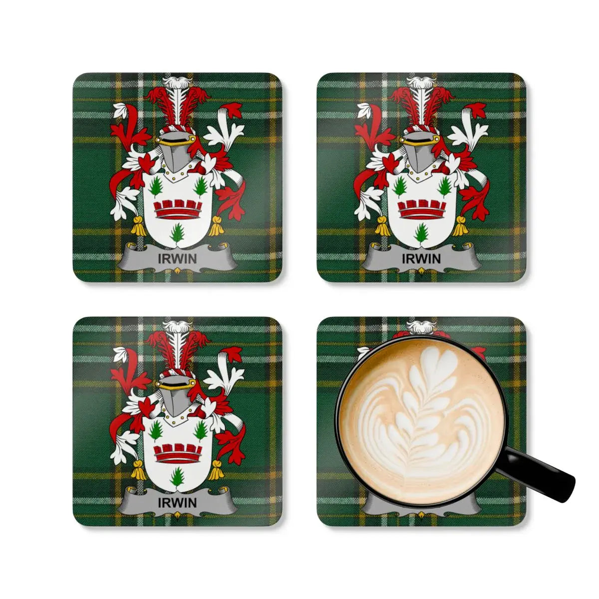Irwin Family Crest Plaid Pattern Square Coaster product