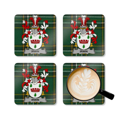 Irwin Family Crest Plaid Pattern Square Coaster product