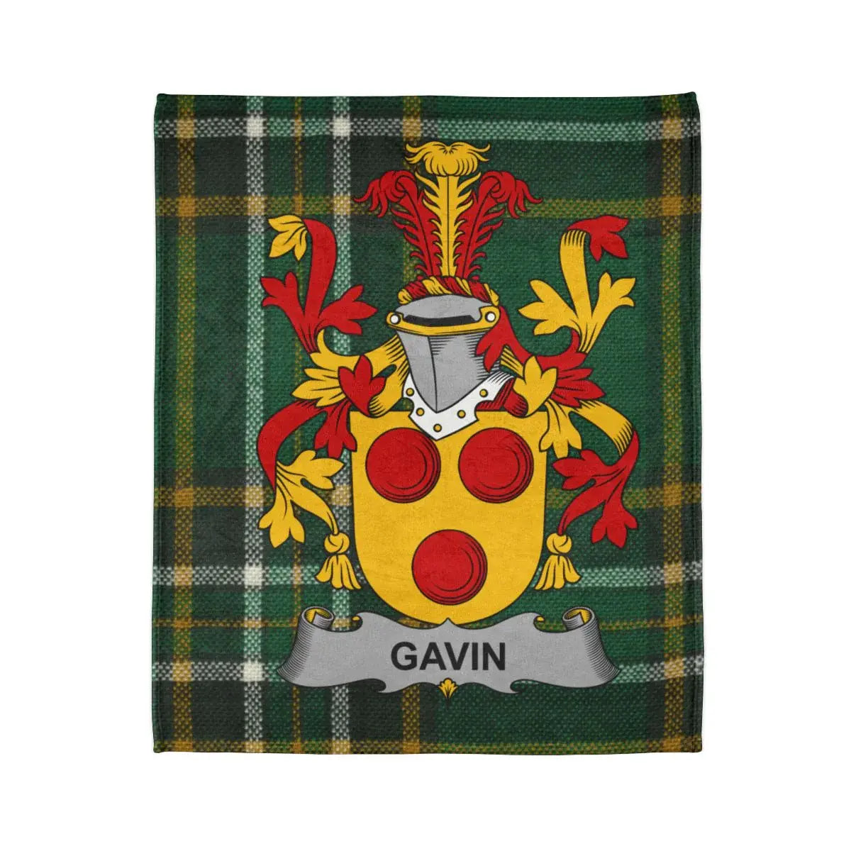 Gavin Family Crest with Plaid Background Blanket product