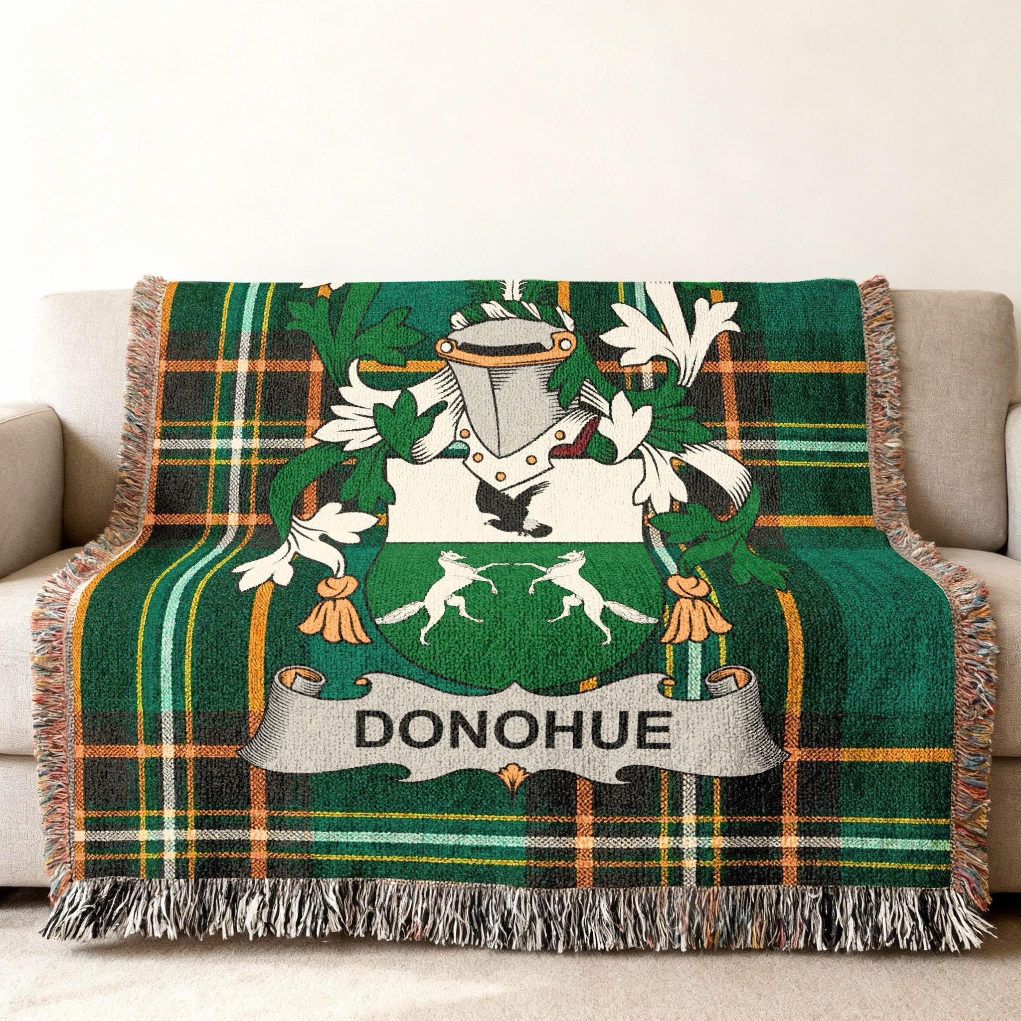 Donohue Heraldic Crest Plaid Tartan Green product type