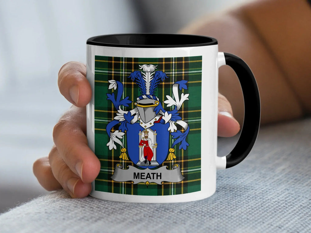 Meath Irish family crest black accent mug