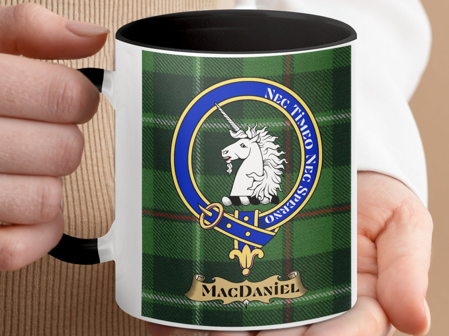 Clan MacDaniel Scottish Tartan Crest Design Mug - Living Stone Gifts