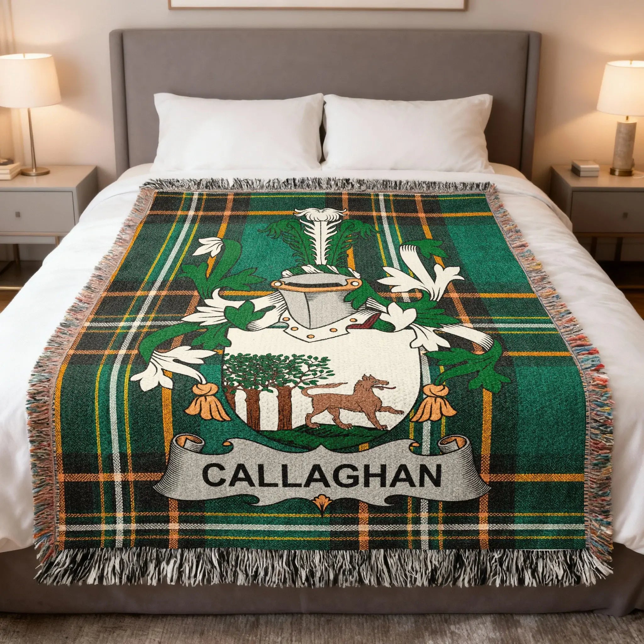Callaghan Family Crest Green Plaid Blanket product type