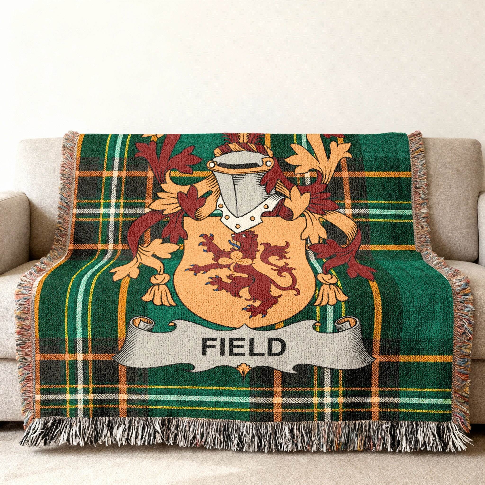 FIELD Crest Green Plaid Fringe Throw product type