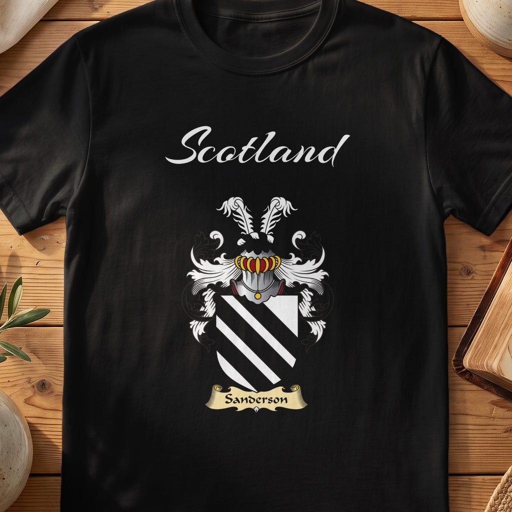 Sanderson Scottish family shield T-shirt in Black