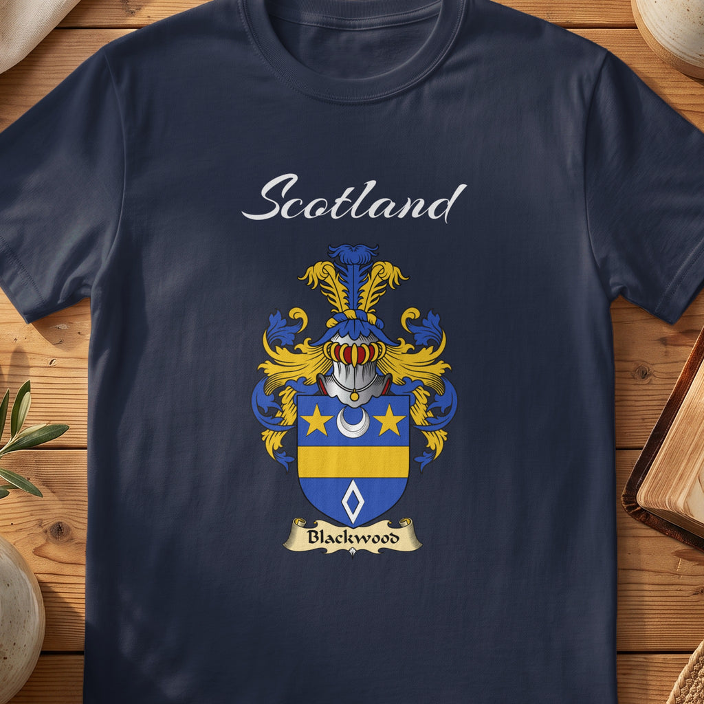 Blackwood Scottish family shield T-shirt in Navy