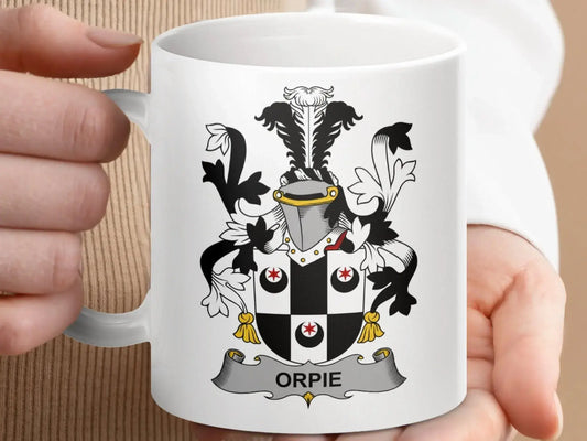 Orpie Surname Family Crest Design Collectible Mug - Celtic Ancestry Gifts