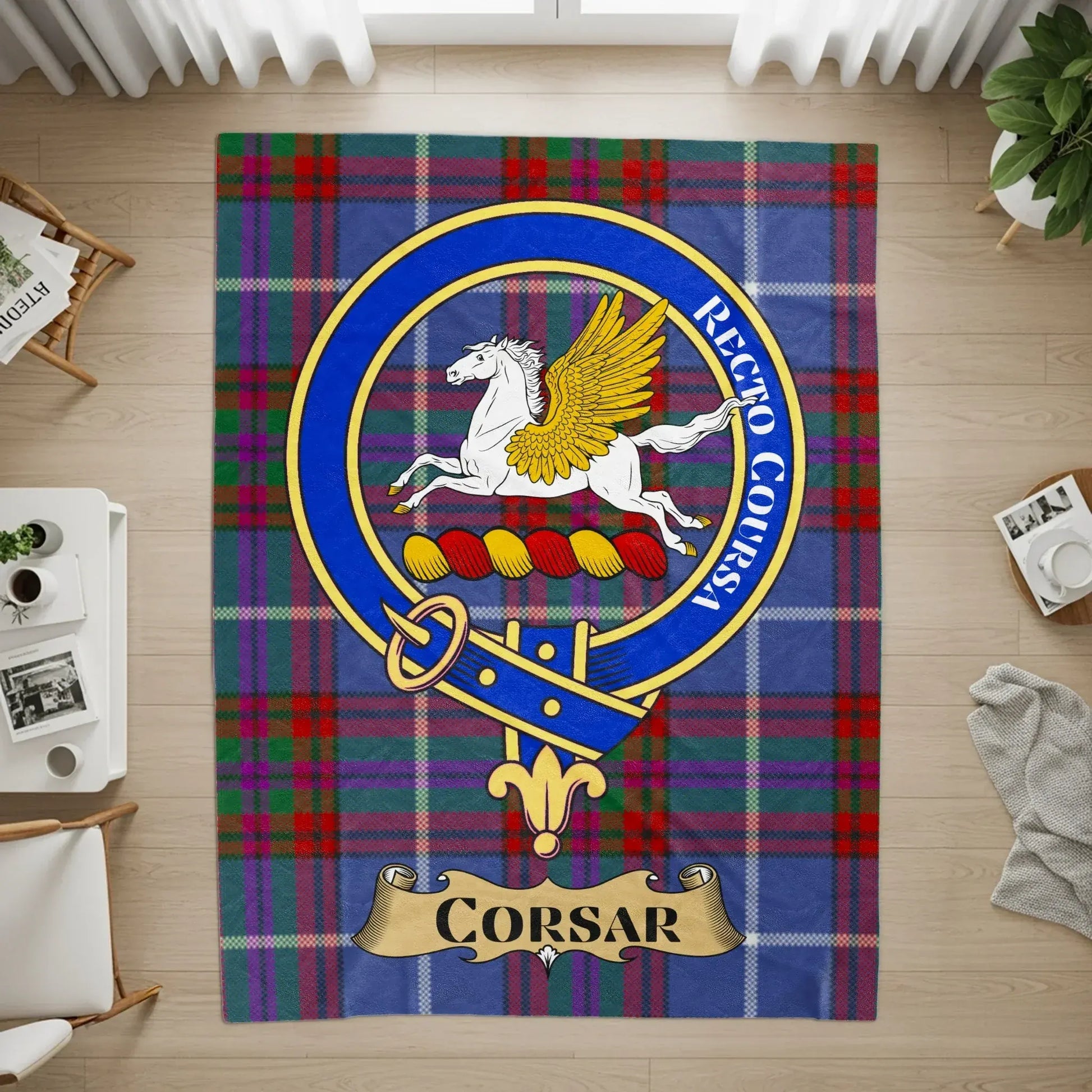 Recto Corsar Winged Horse Tartan Design Rug product