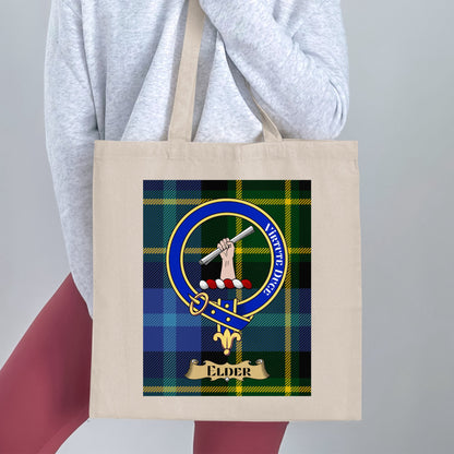 Elder Scottish Clan Crest Tartan Tote Bag - Living Stone Gifts