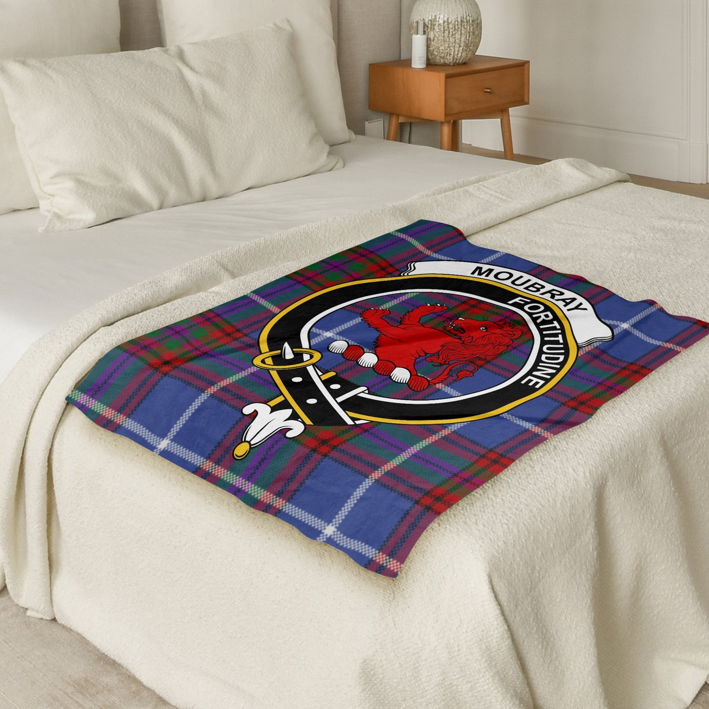 Scottish Clan Moubray Fortitudine Tartan Throw Blanket - Living Stone Gifts