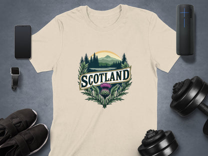 Scenic Scotland Emblem with Thistle Graphic T-Shirt - Living Stone Gifts