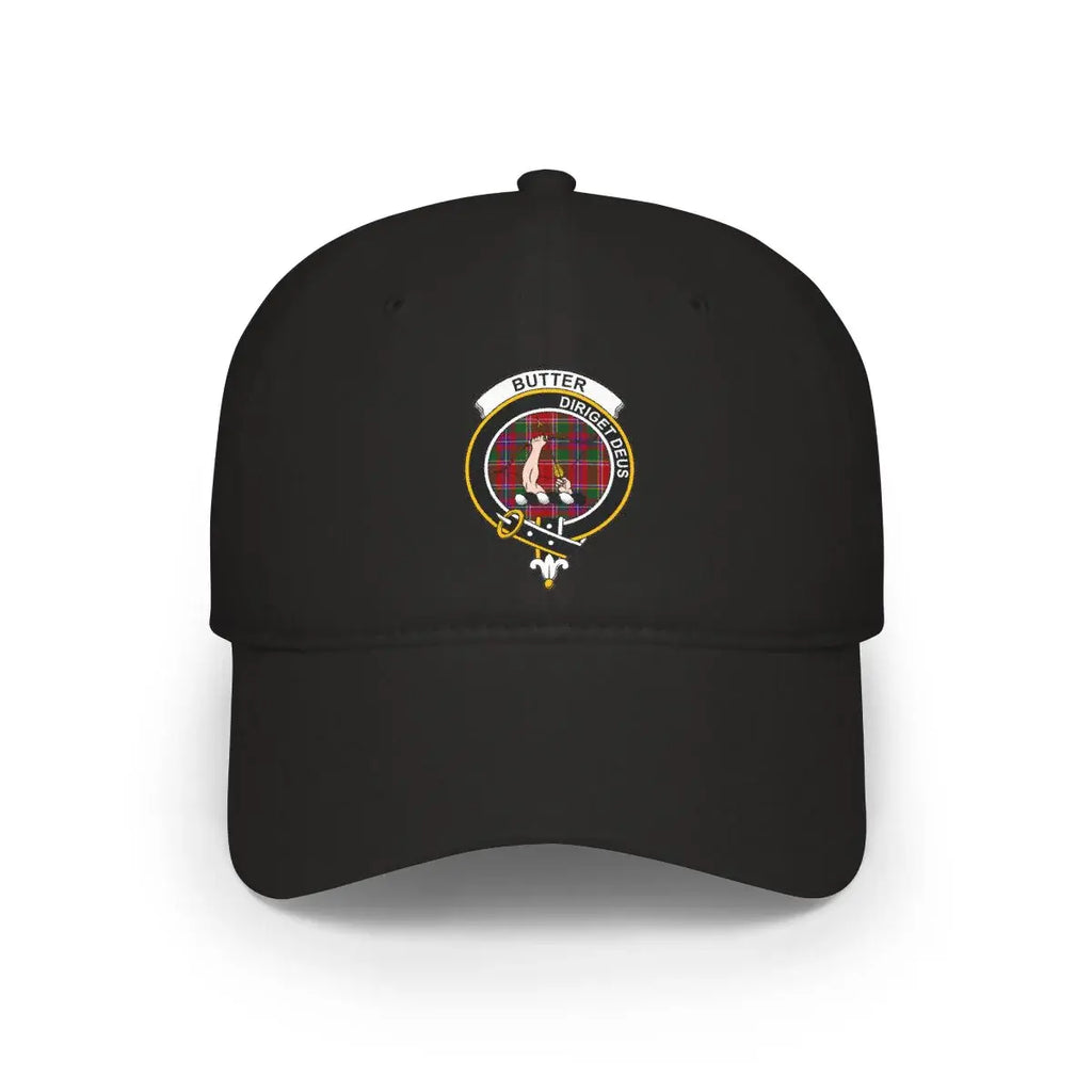 Butter clan crest black cap — diriget deus motto design