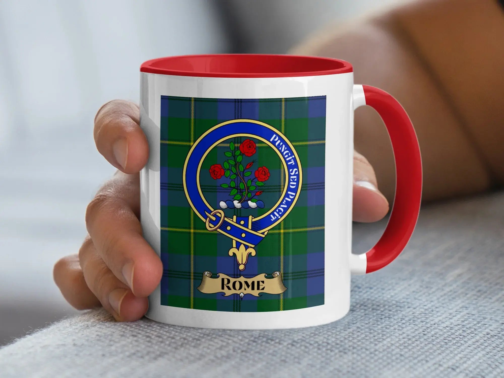 Personalized Rome Clan Crest Tartan Coffee Mug