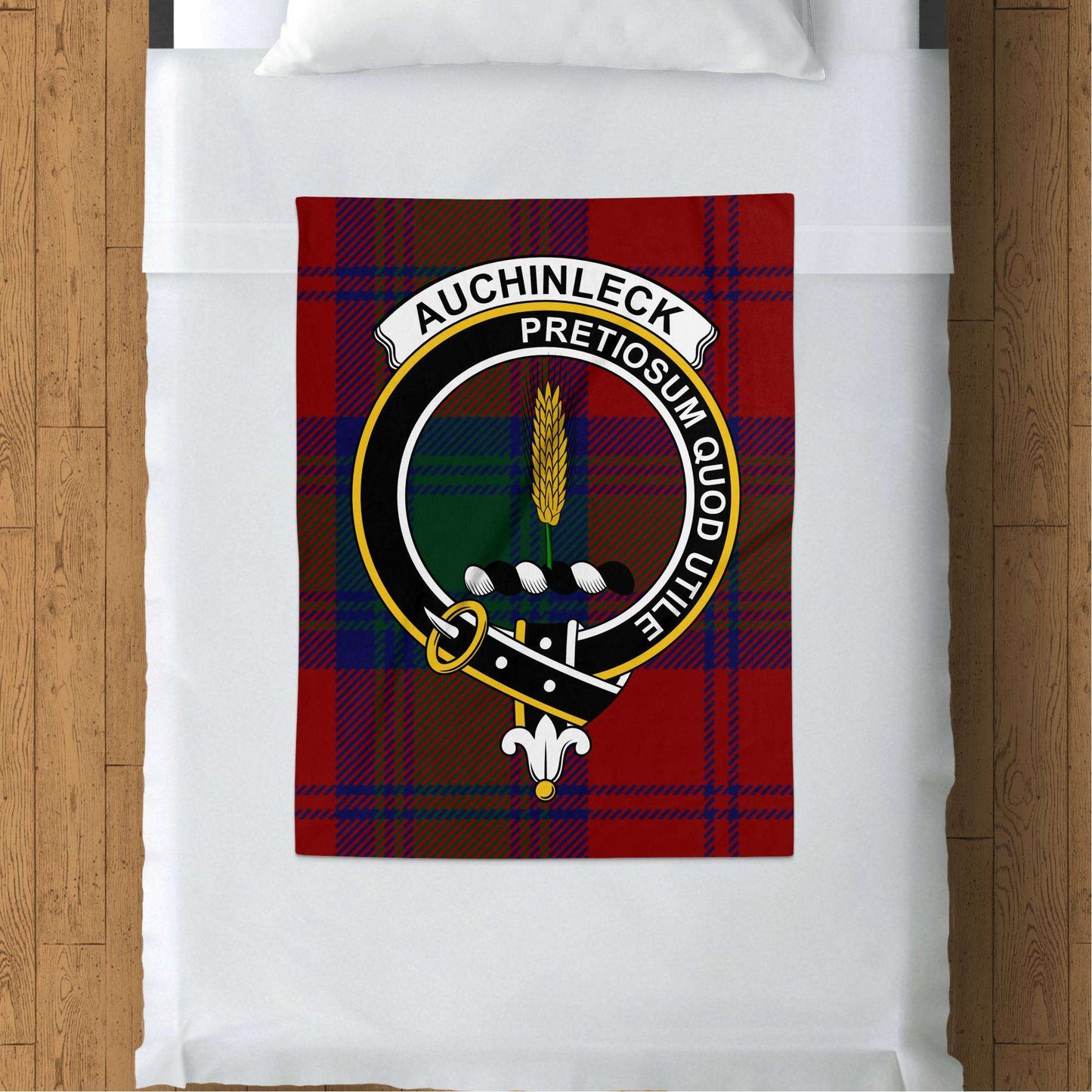 Auchinleck Scottish Tartan Crest Throw Blanket - Living Stone Gifts