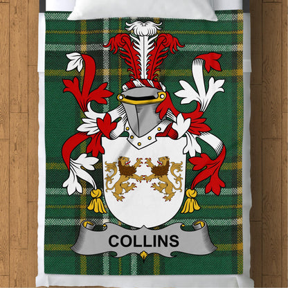 Collins Surname Irish Tartan Throw Blanket - Living Stone Gifts