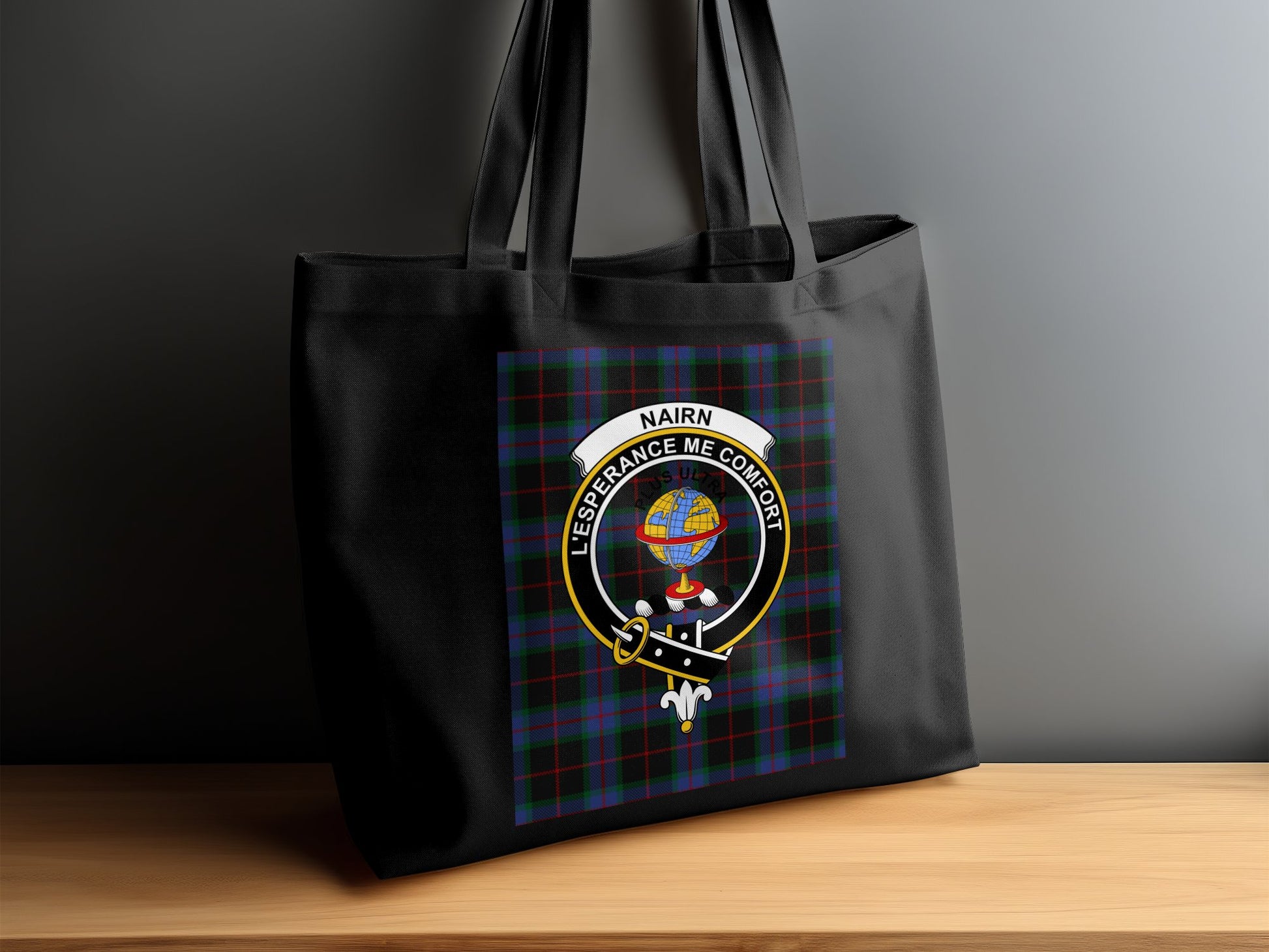 Scottish Clan Crest On Tartan Background Tote Bag - Living Stone Gifts