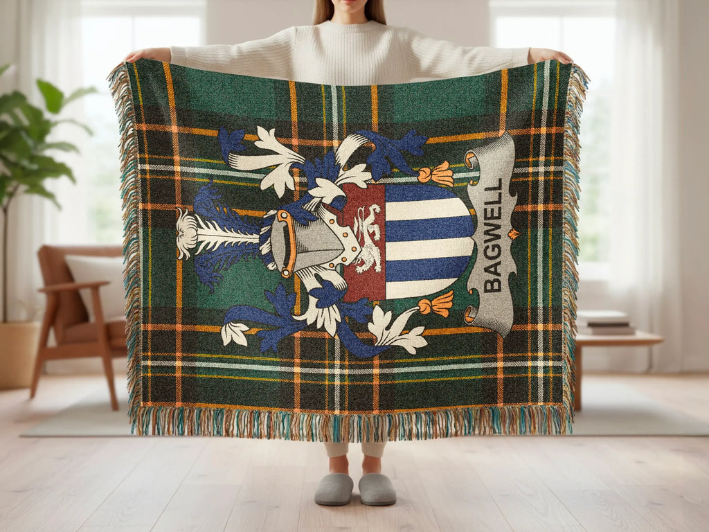 Bagwell Family Crest Plaid Throw Blanket product type