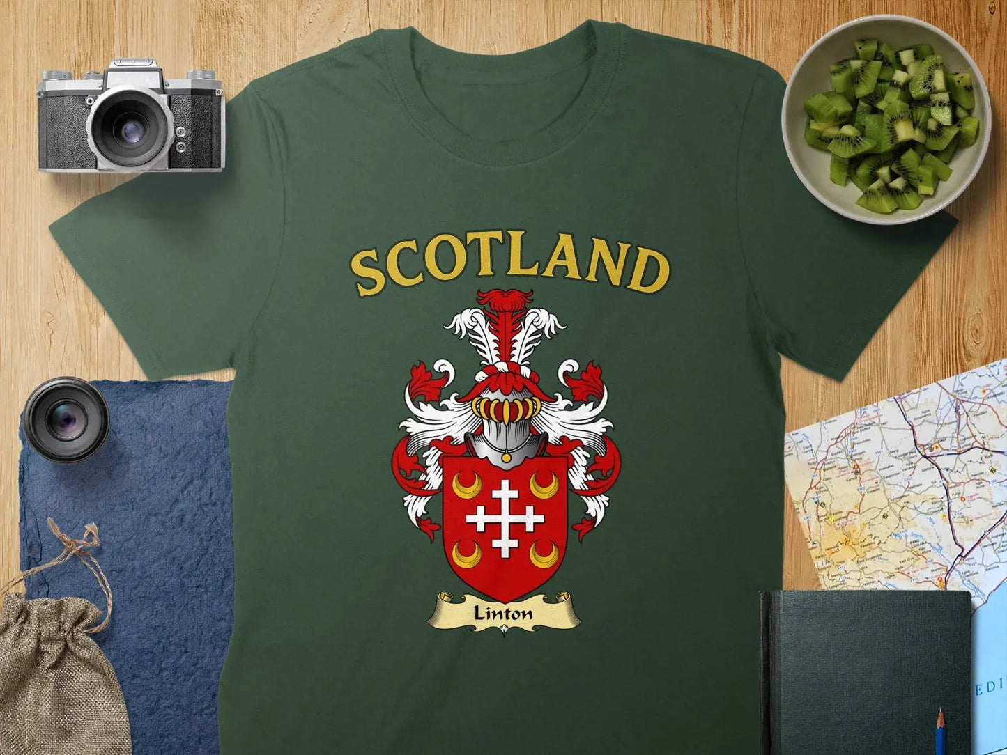 Scotland Linton Family Crest Emblem Green T-shirt product type