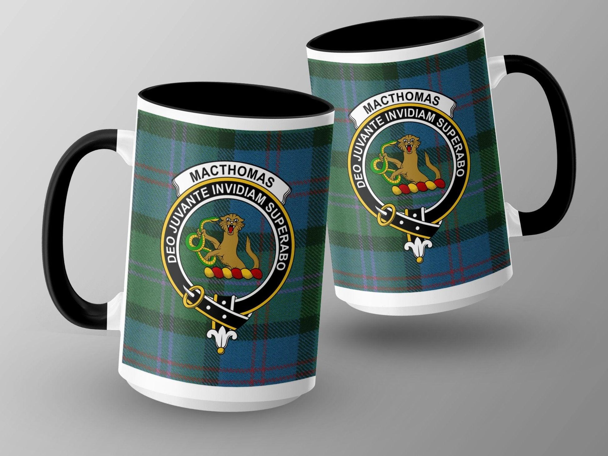 MacThomas Clan Tartan Mug with Family Crest Emblem - Living Stone Gifts