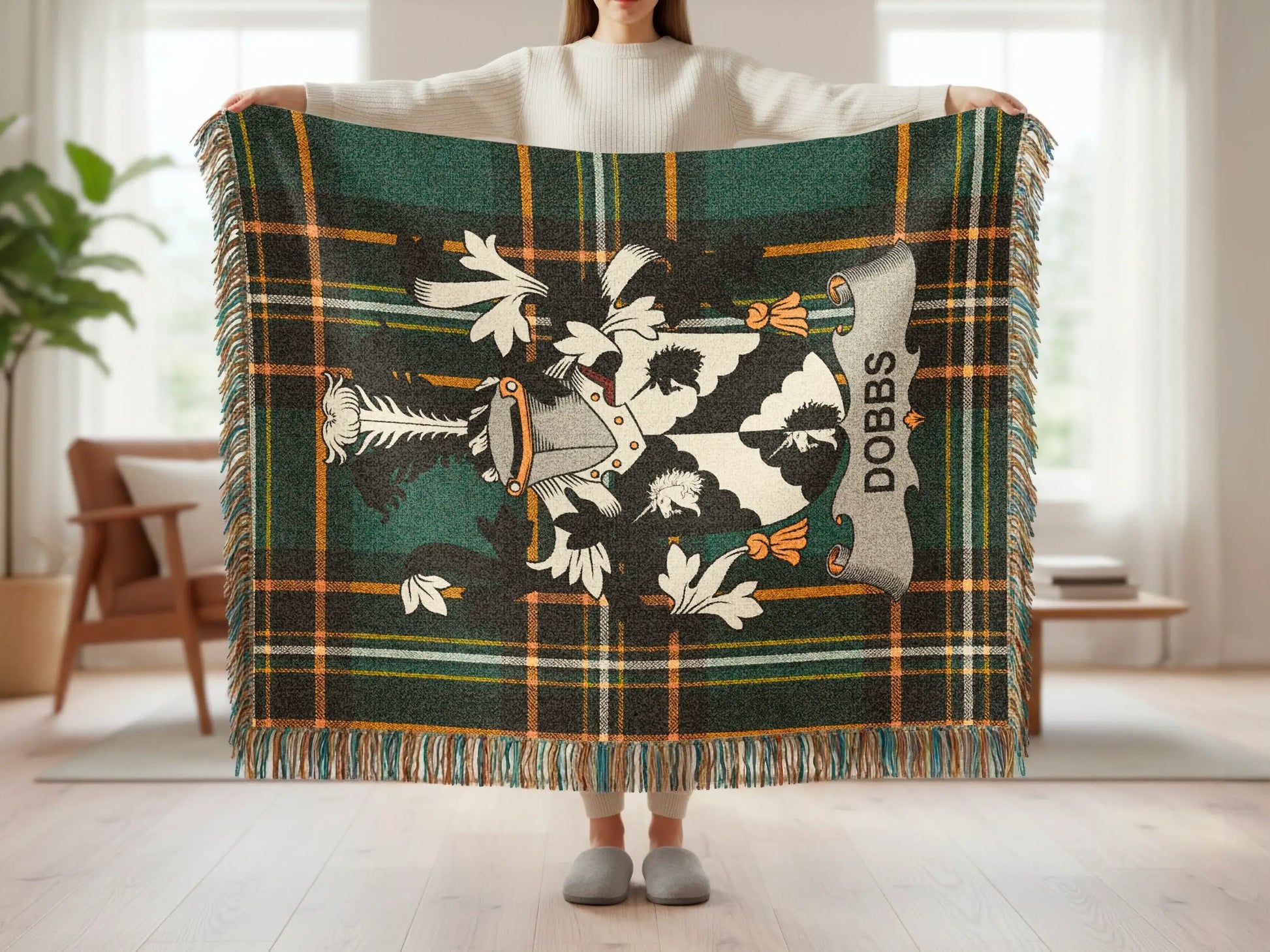 DOBBS Family Crest Green Plaid Blanket product type