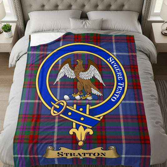 Scottish Clan Stratton Tartan Eagle Emblem Blanket product