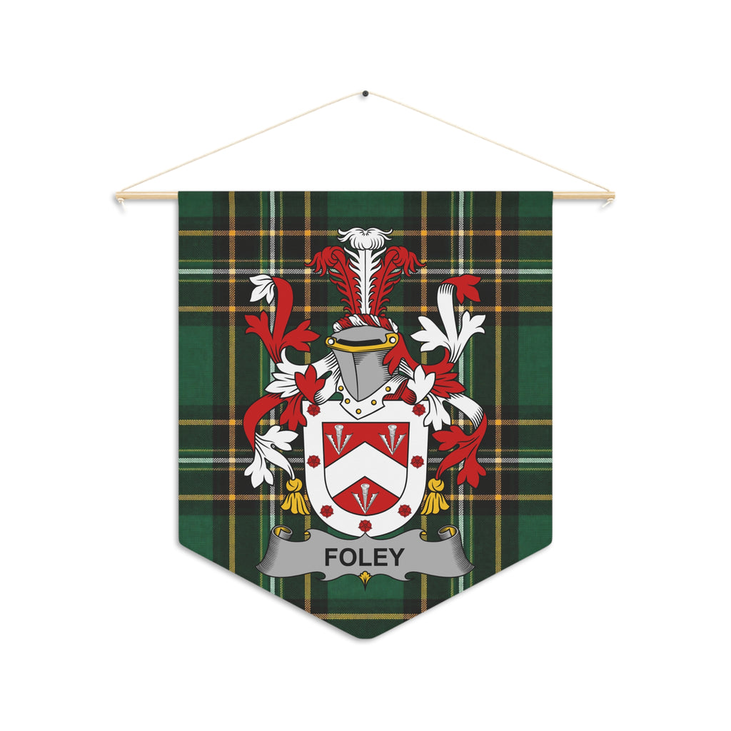 Foley Irish wall pennant with a decorative surname emblem and red, white and gold accents