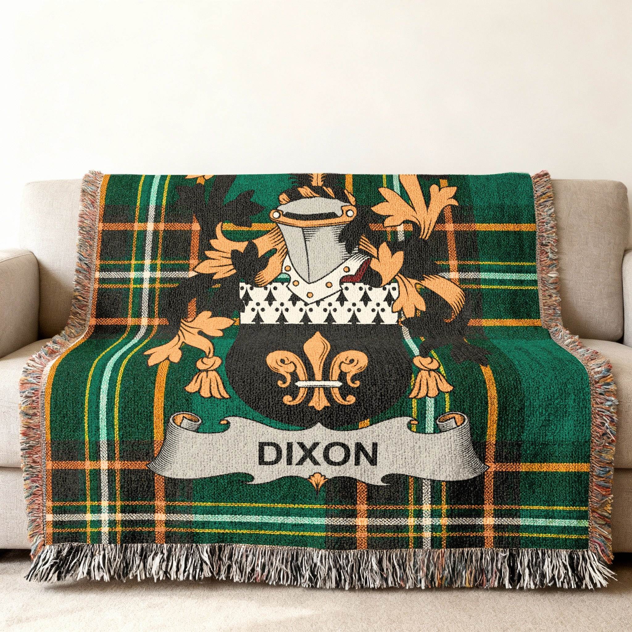 Dixon family crest tartan pattern blanket product type