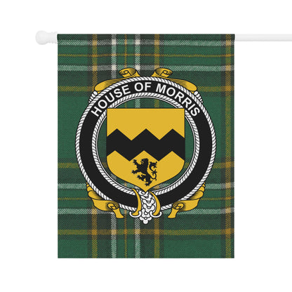 Green Plaid House of Morris Family Crest Flag