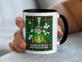 Shaughnessy Irish family crest black accent mug on Irish National Tartan
