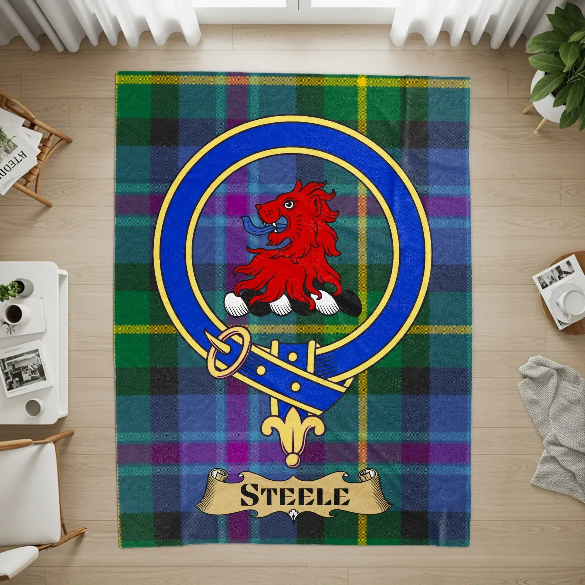 Steele Family Crest Tartan Plaid Themed Rug Product