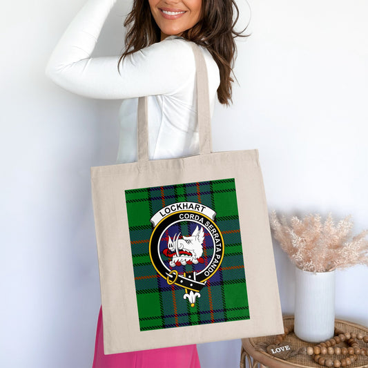 Clan Lockhart Scottish Crest Tartan Tote Bag - Living Stone Gifts