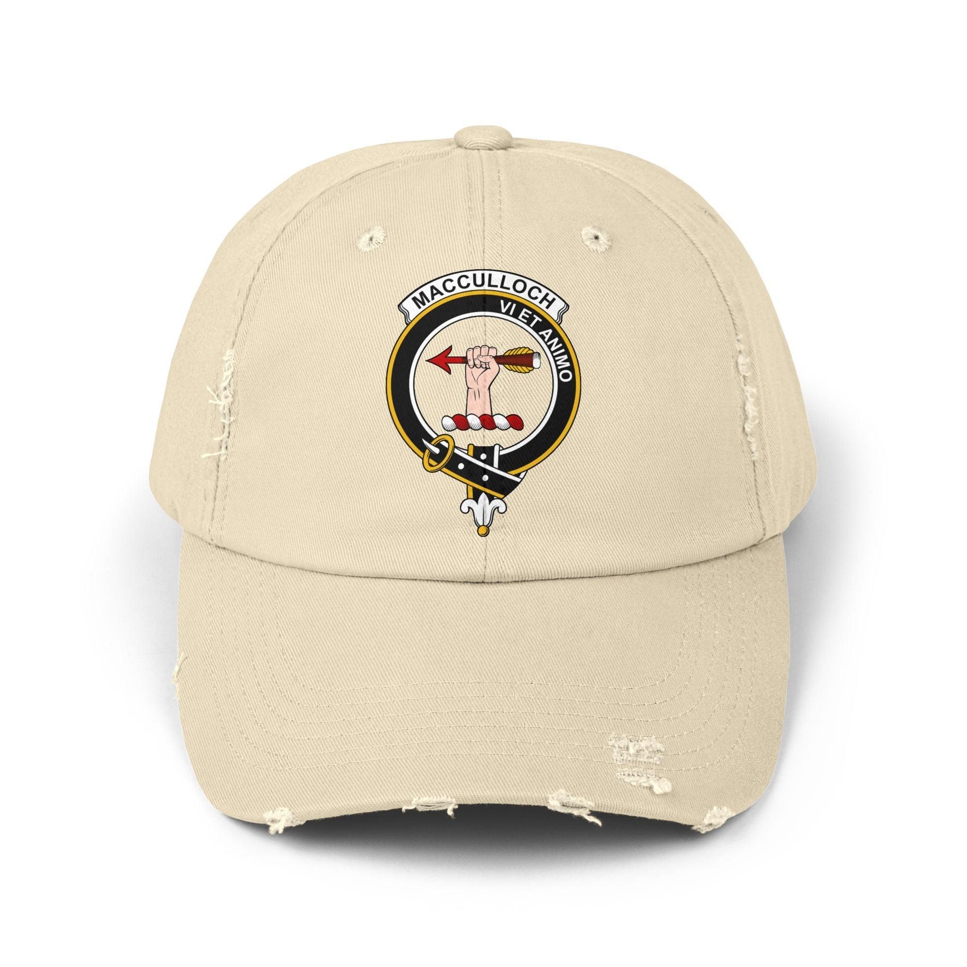 MacCulloch Clan Crest Scottish Distressed Baseball Cap - Celtic Ancestry Gifts