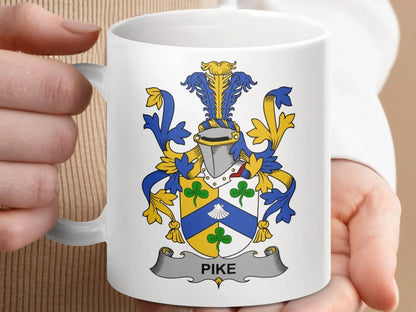 Pike Irish Family Crest Emblem Design Mug - Celtic Ancestry Gifts