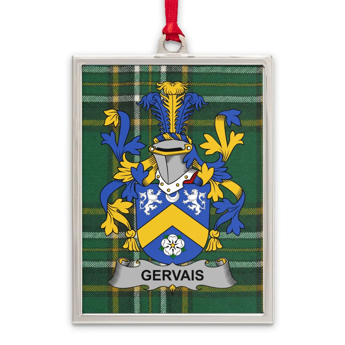 Gervais Family Crest on Tartan Background Plaque product
