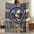 Thomson clan crest grey tartan throw blanket — 50x60 polyester