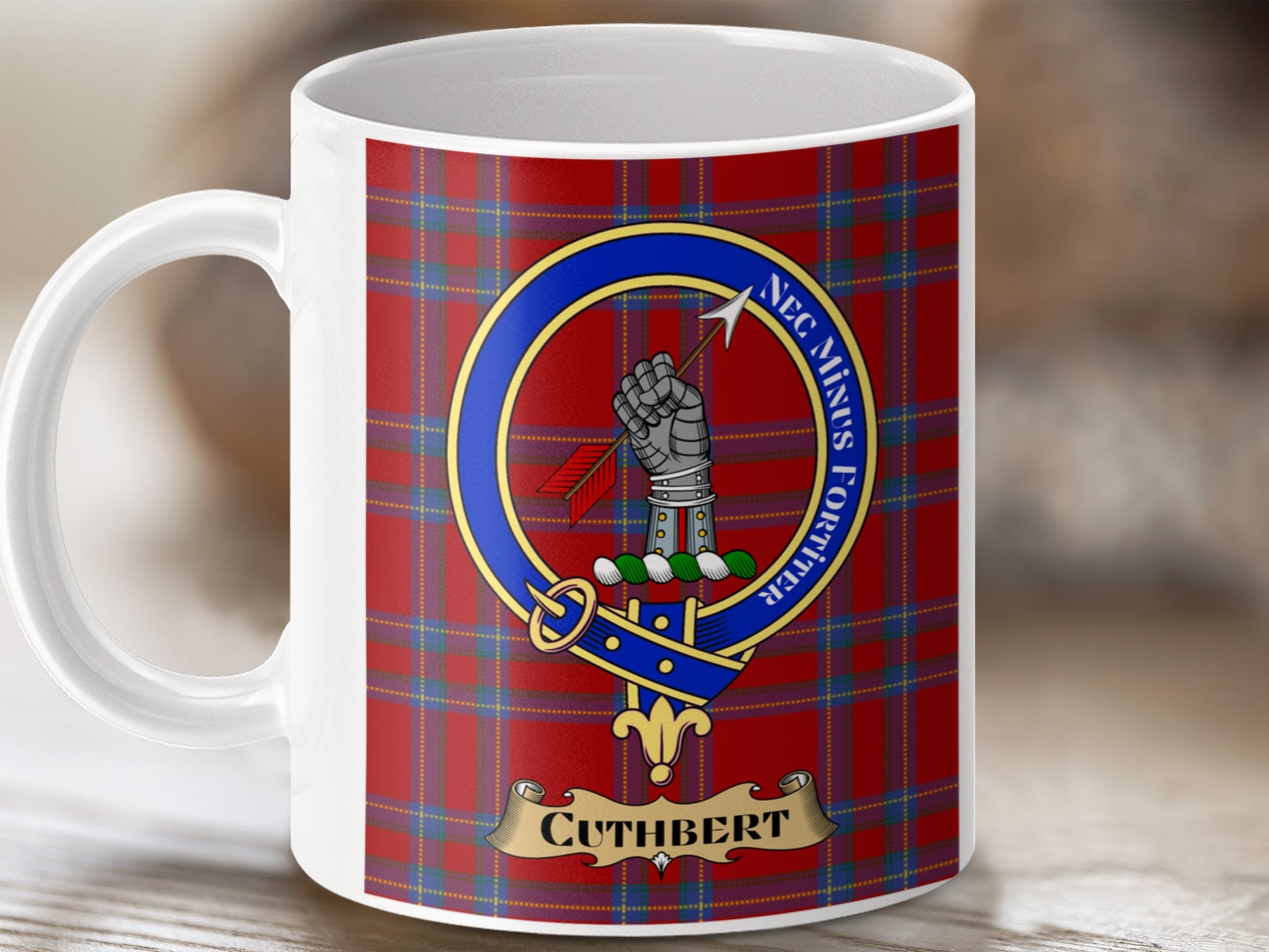 Clan Cuthbert Scottish Tartan Crest Badge Mug - Living Stone Gifts