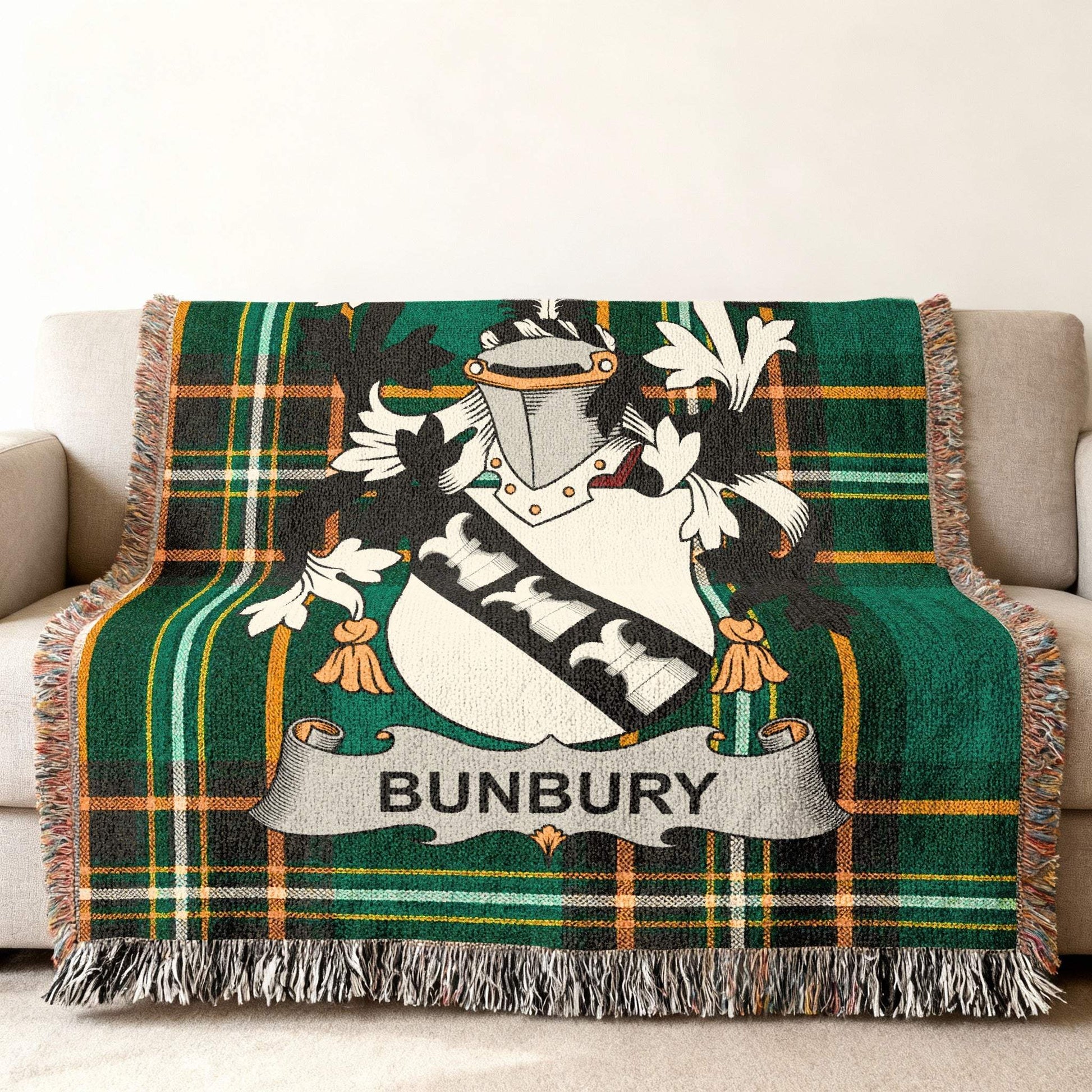 Bunbury Family Crest Plaid Green Black Yellow product type