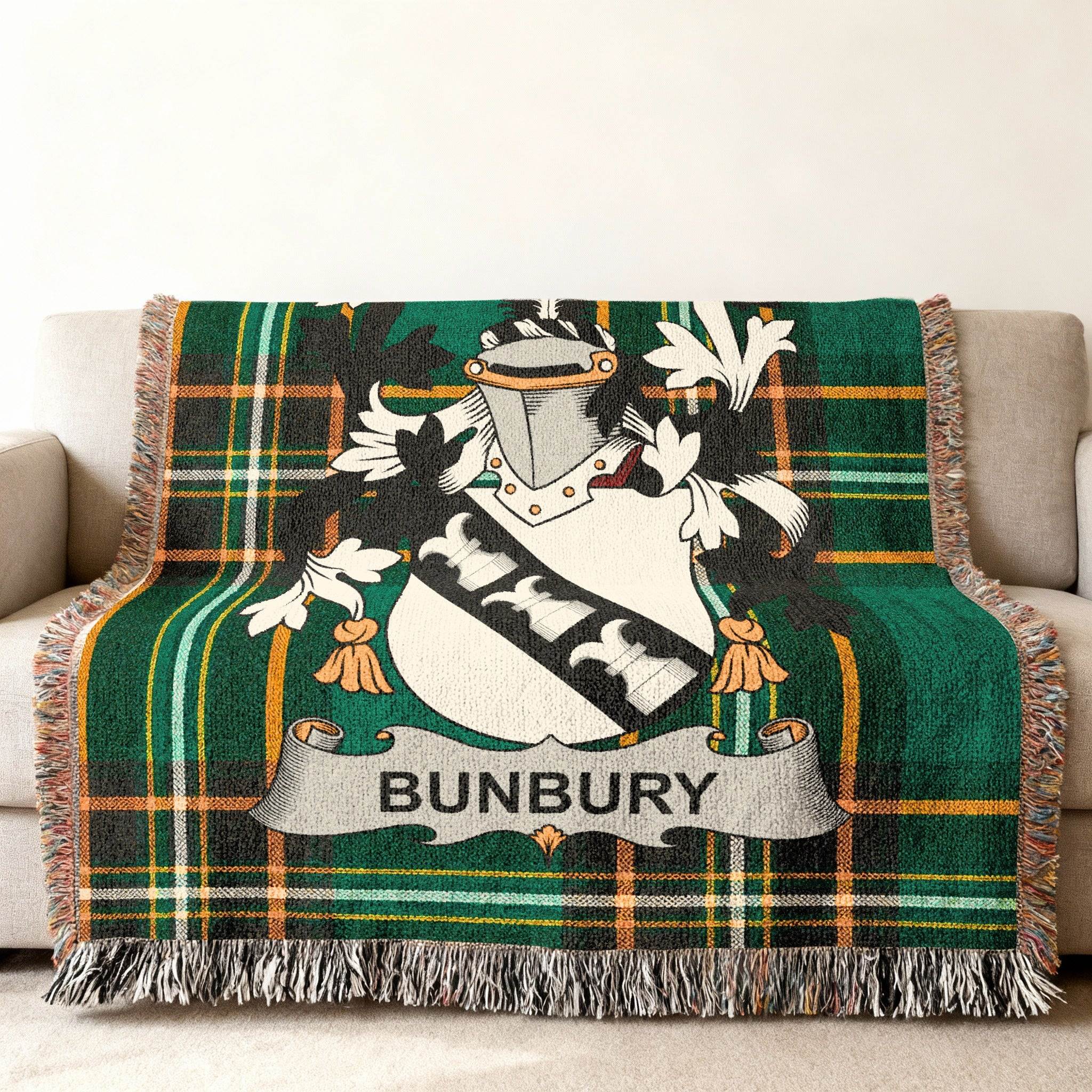 Bunbury Family Crest Plaid Green Black Yellow product type