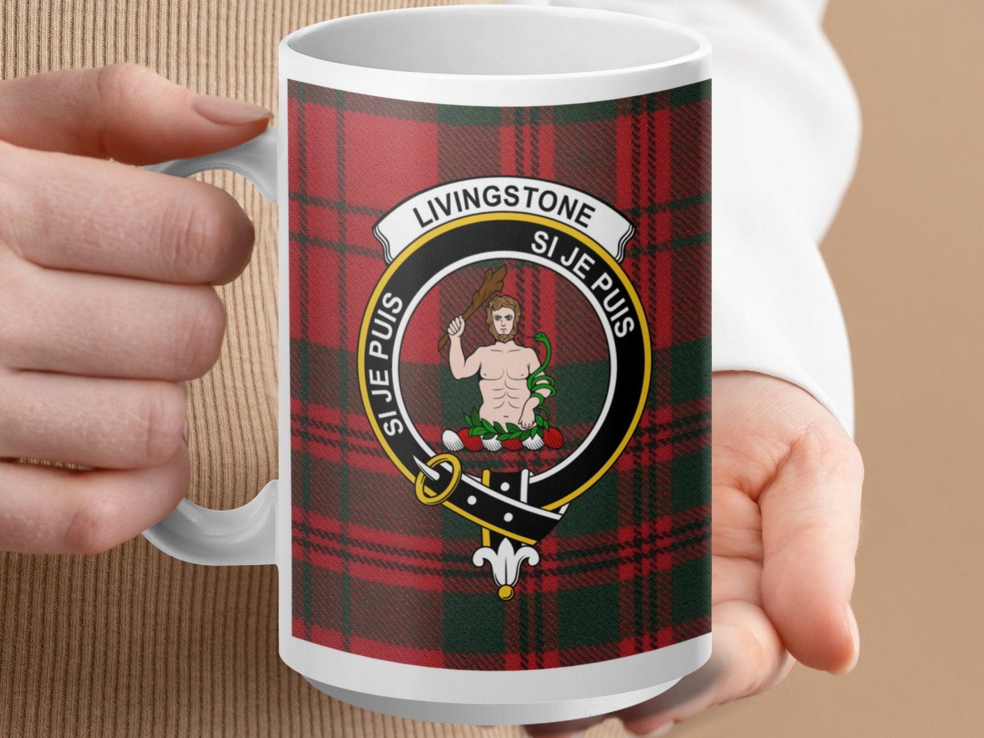 Livingstone Clan Scottish Tartan Plaid Crest Mug - Living Stone Gifts