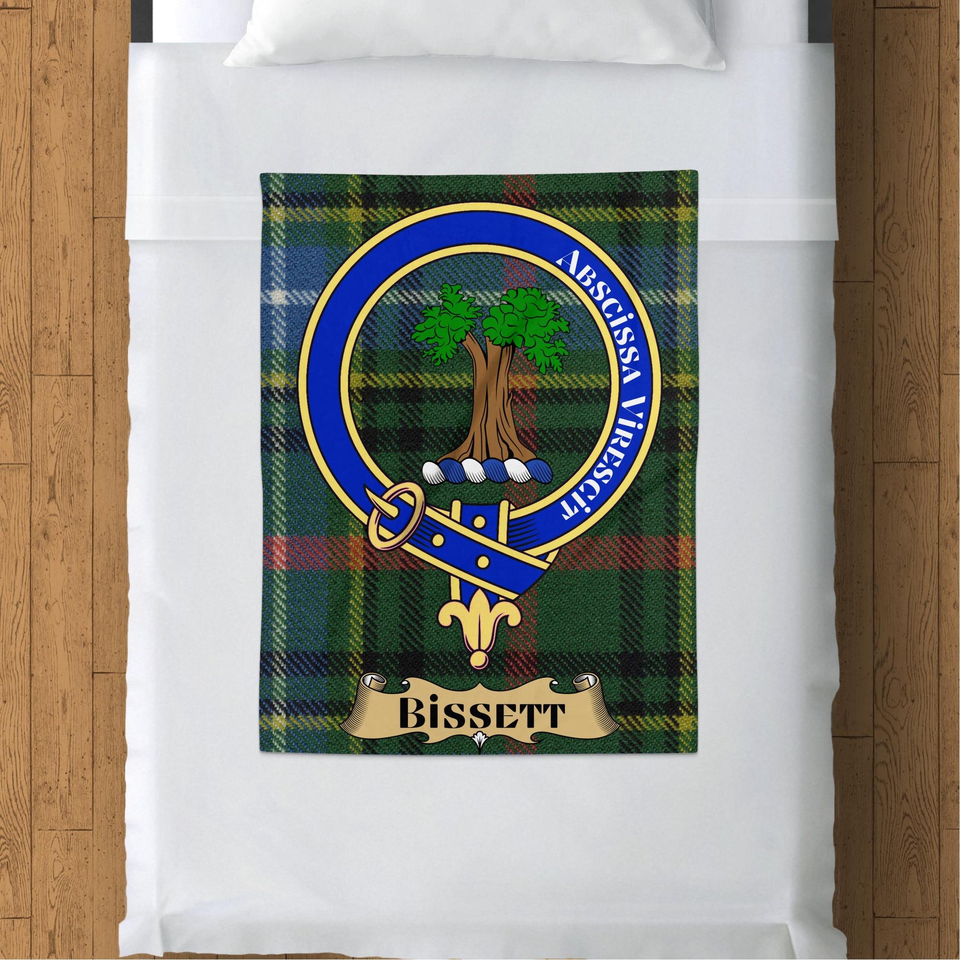 Bissett Clan Crest Scottish Tartan Throw Blanket - Living Stone Gifts