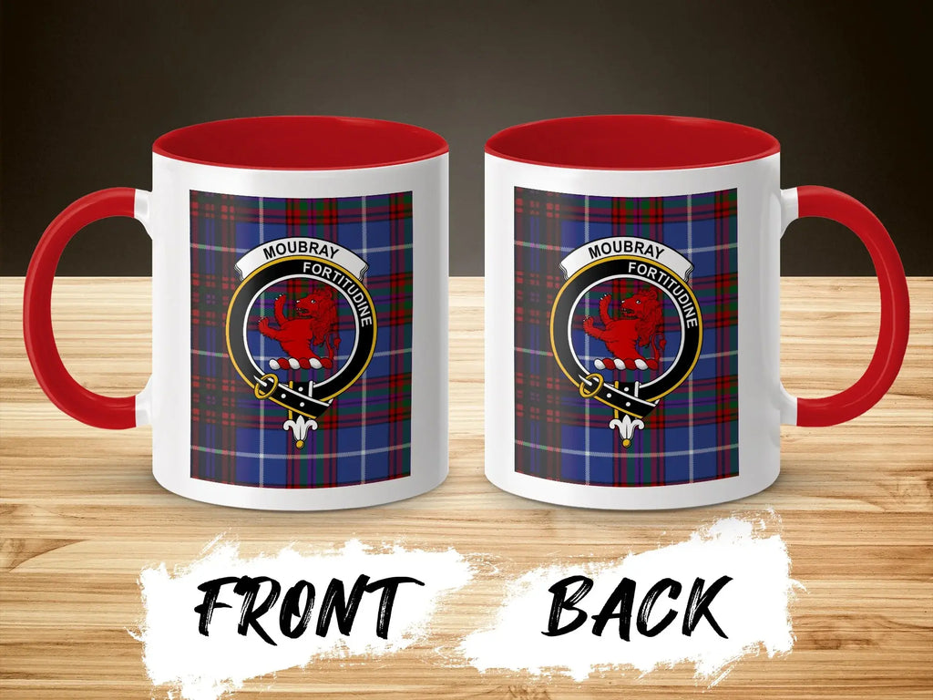 Moubray Fortitudine Clan Crest Plaid Design Mug