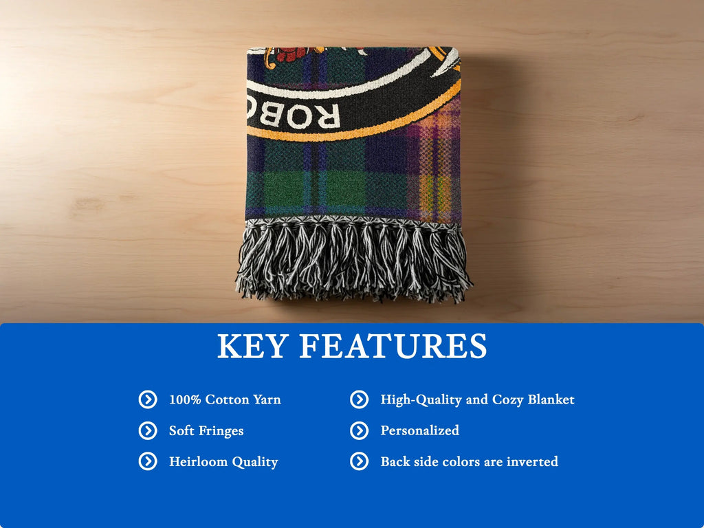 Fringe edge on the Young clan woven throw