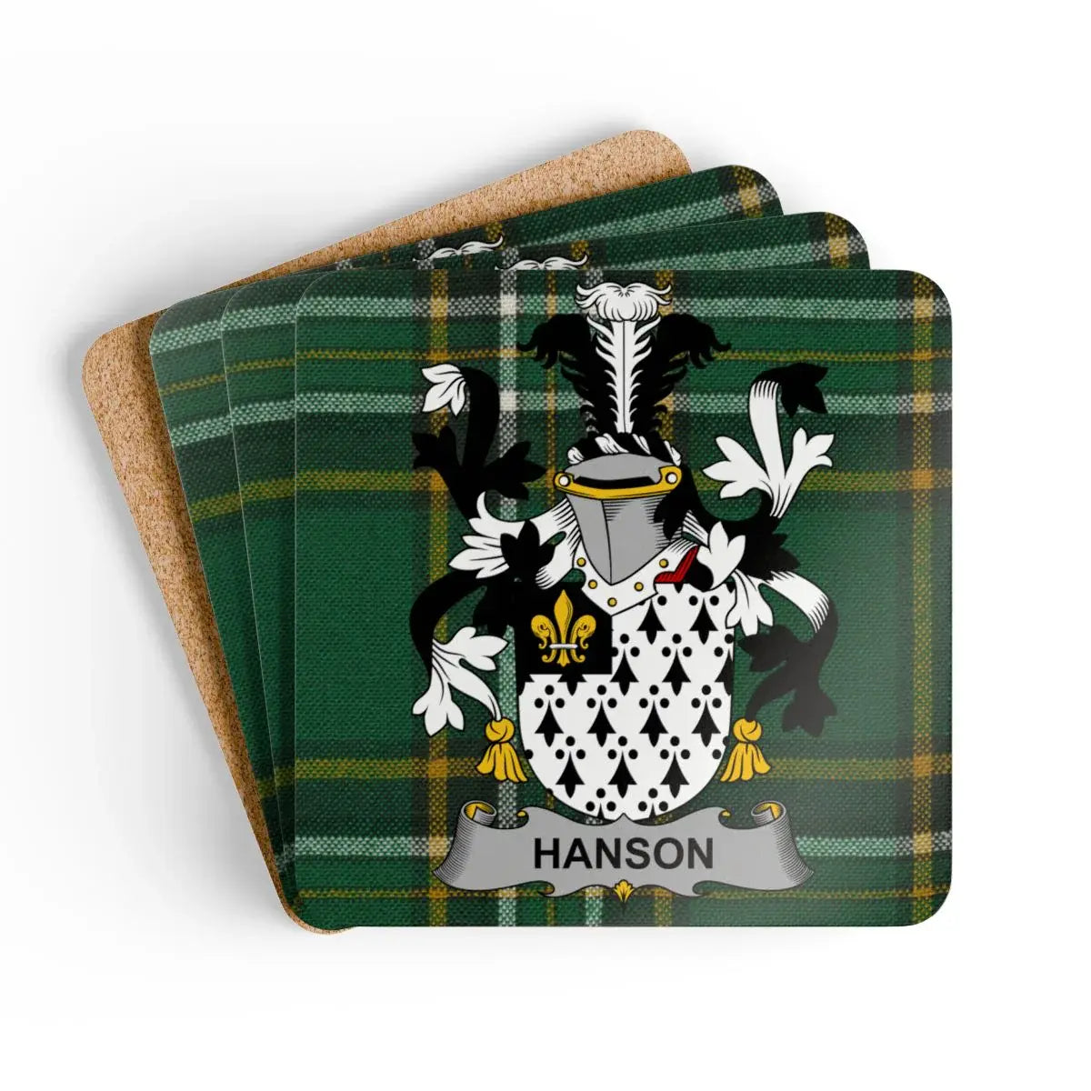 Hanson Family Crest Green Tartan Coasters product type