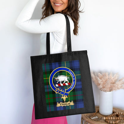 Findlay Clan Scottish Tartan Crest Design Tote Bag - Living Stone Gifts