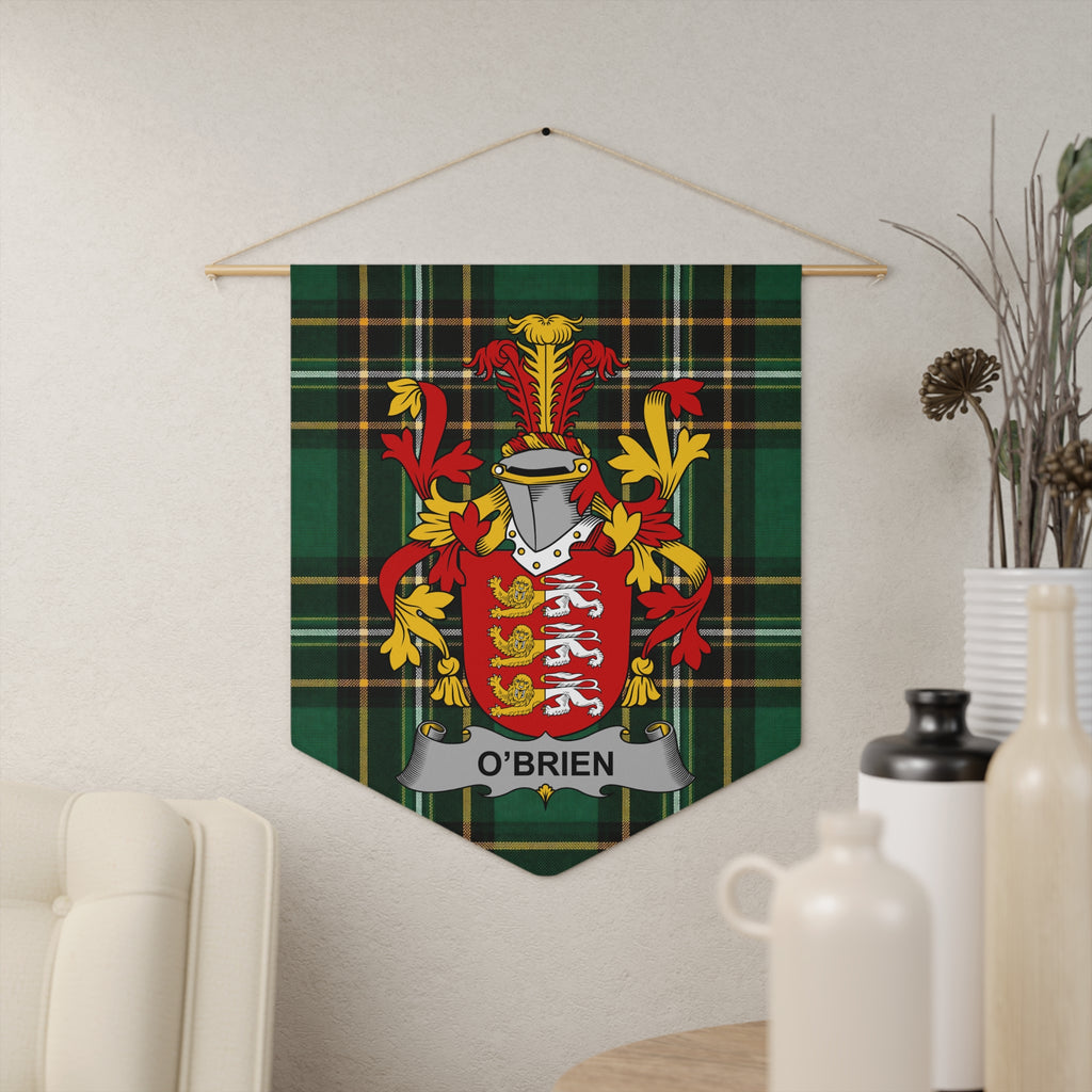 O'BRIEN tartan banner with a shield, crest, and the name O'BRIEN.