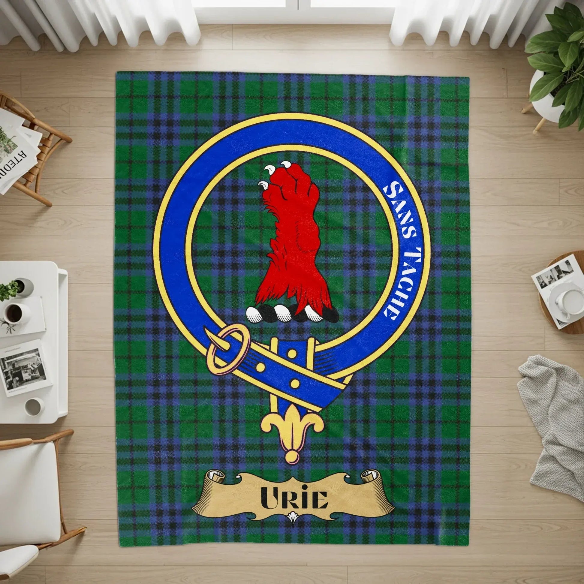 Clan Urie Tartan Shield Crest Emblem Rug product type